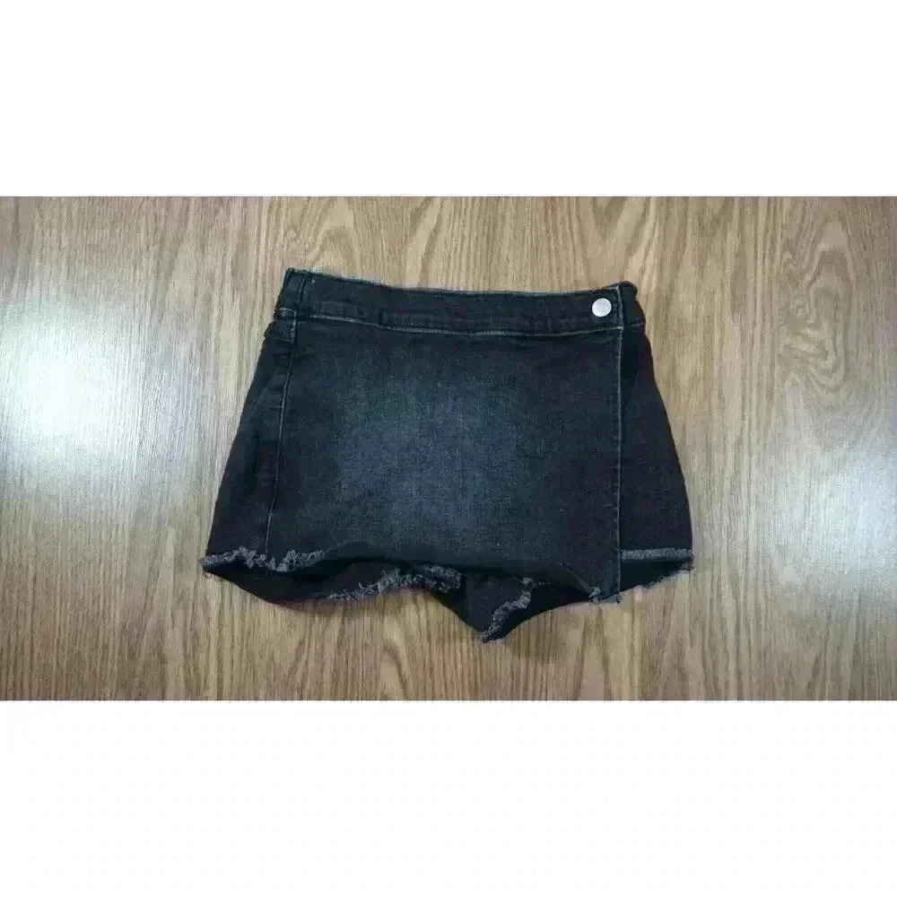 Abercrombie Kids Girls Black Denim Wrap-Front Skort, Size 7/8 - Picture 3 of 11